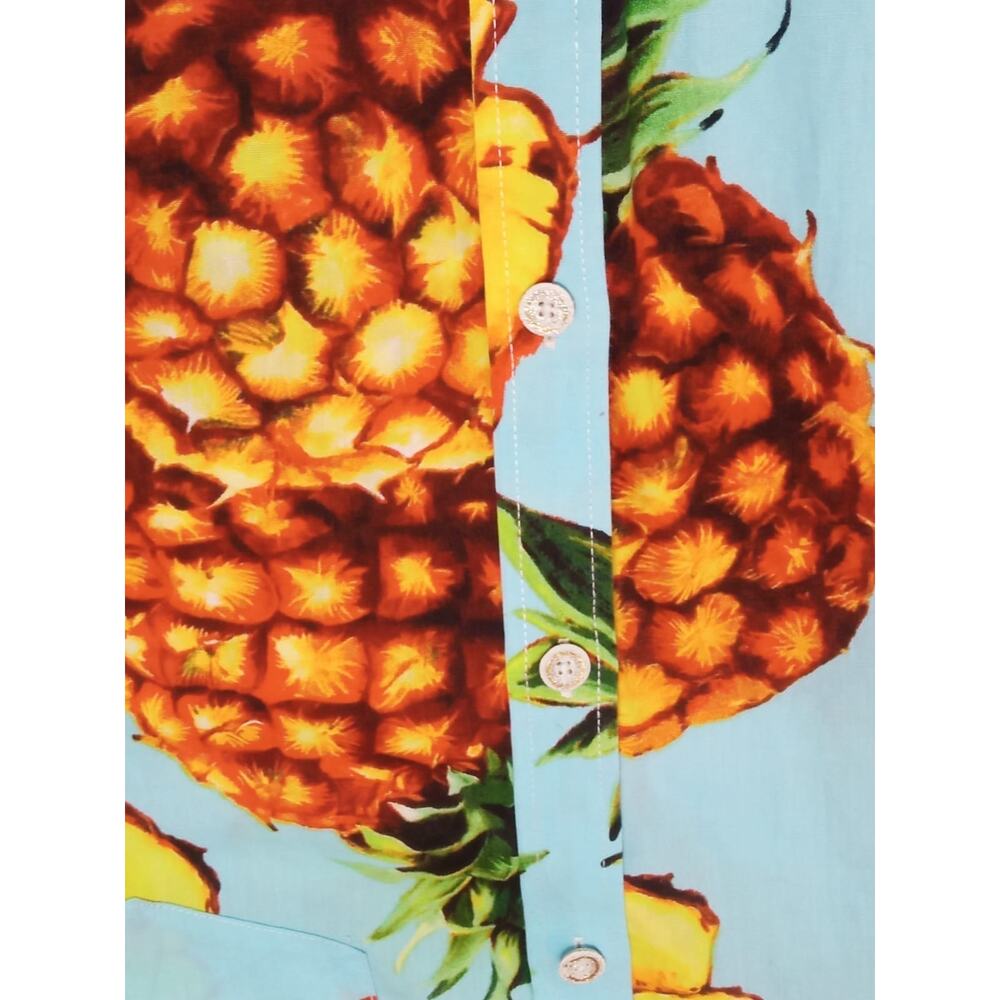 Men's Shirt Shein Button Up Short Sleeve Pineapple Print Hawaiian Size XL - Picture 5 of 10